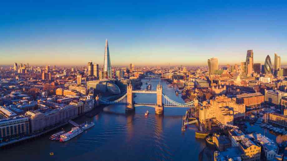 Aerial view of London and the Thames