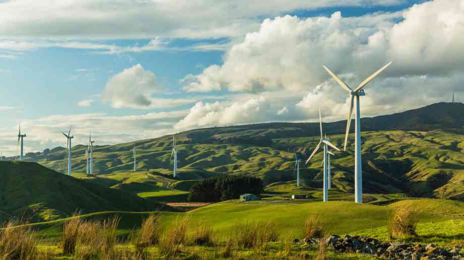 Wind farm in countryside.