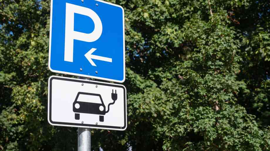 EV charging sign in car park