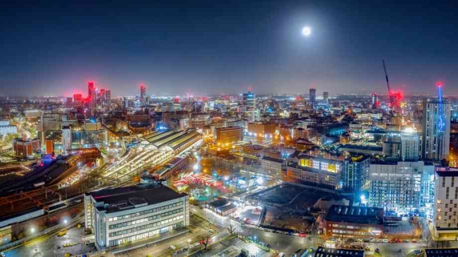 Manchester skyline at night