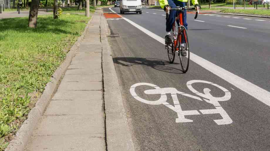 Cyclist in cycle lane