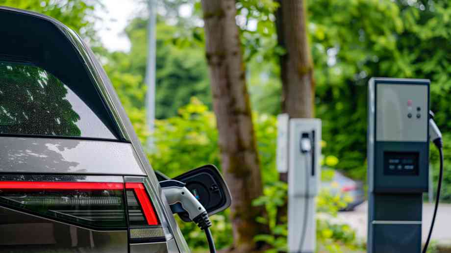 Electric car being charged