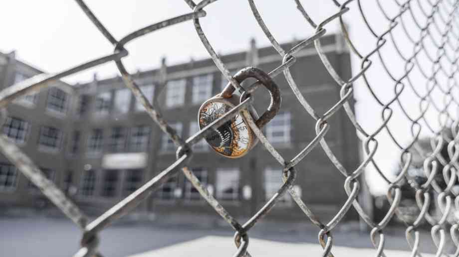 Buiding behind fence